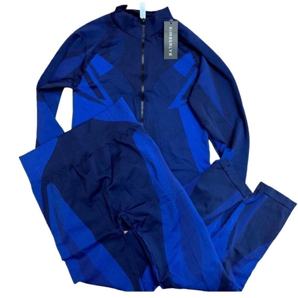 New with Tags Kimberly Seamless Leggings Zipped Jacket Workout Set Size Large